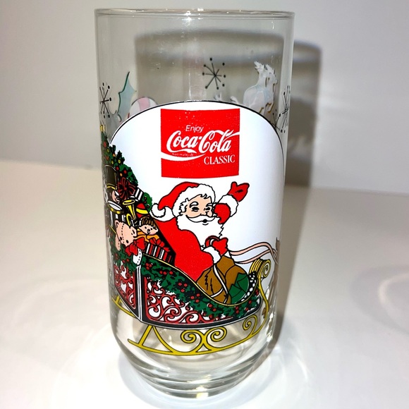 Coca-Cola Santa Rudolph Reindeer Vintage Drinking Glass 1983 McCrory Stores EUC - Picture 8 of 10
